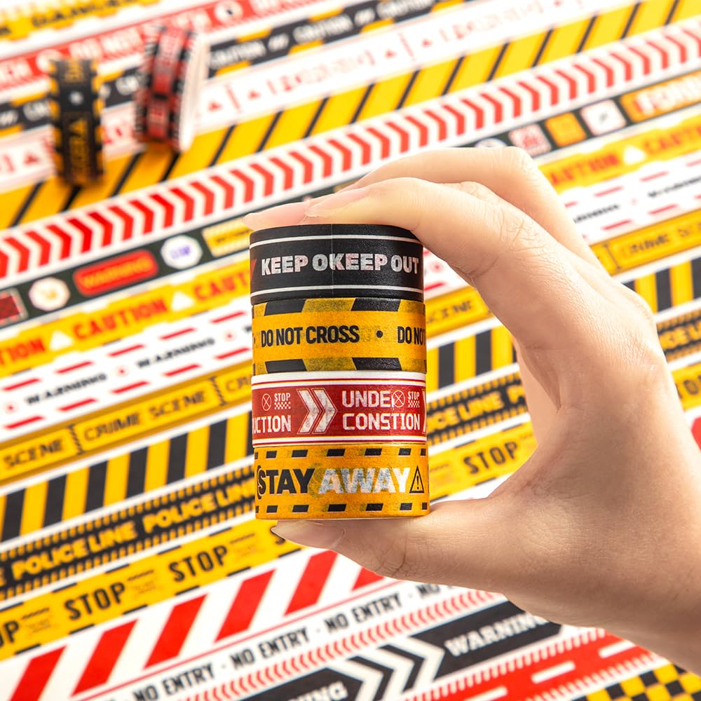 30 Rolls Warning line Theme Washi Tape Set, Writable Decorative Tapes for Scrapbooking, Bible Journaling, Bullet Journaling, 0.6"x79" per Roll