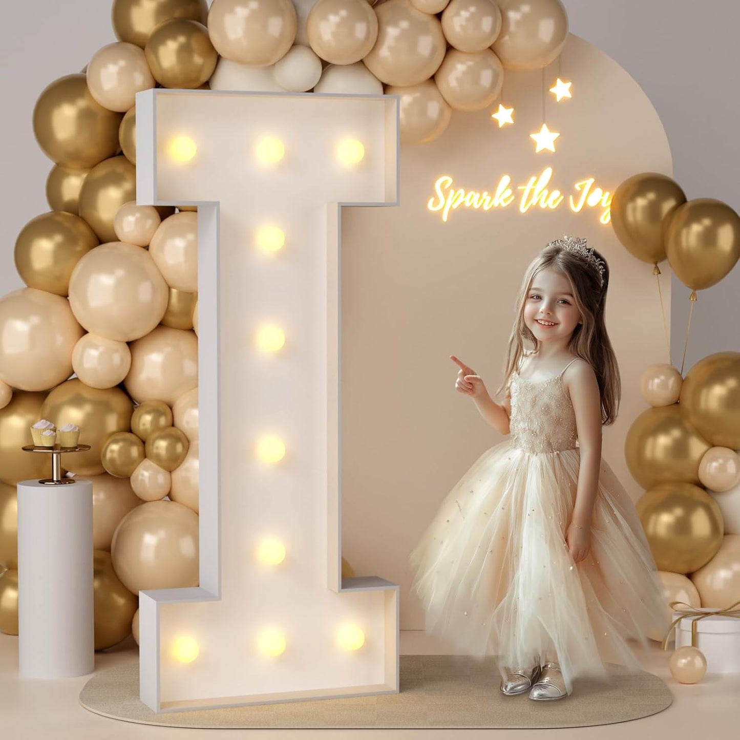 JoyMuse 4FT Marquee Light Up Letters,Large Marquee Letters 4 Feet Tall for Marry Me Proposal Decorations Big 4FT Letters with Lights for Baby Shower Party Decor, Letter I