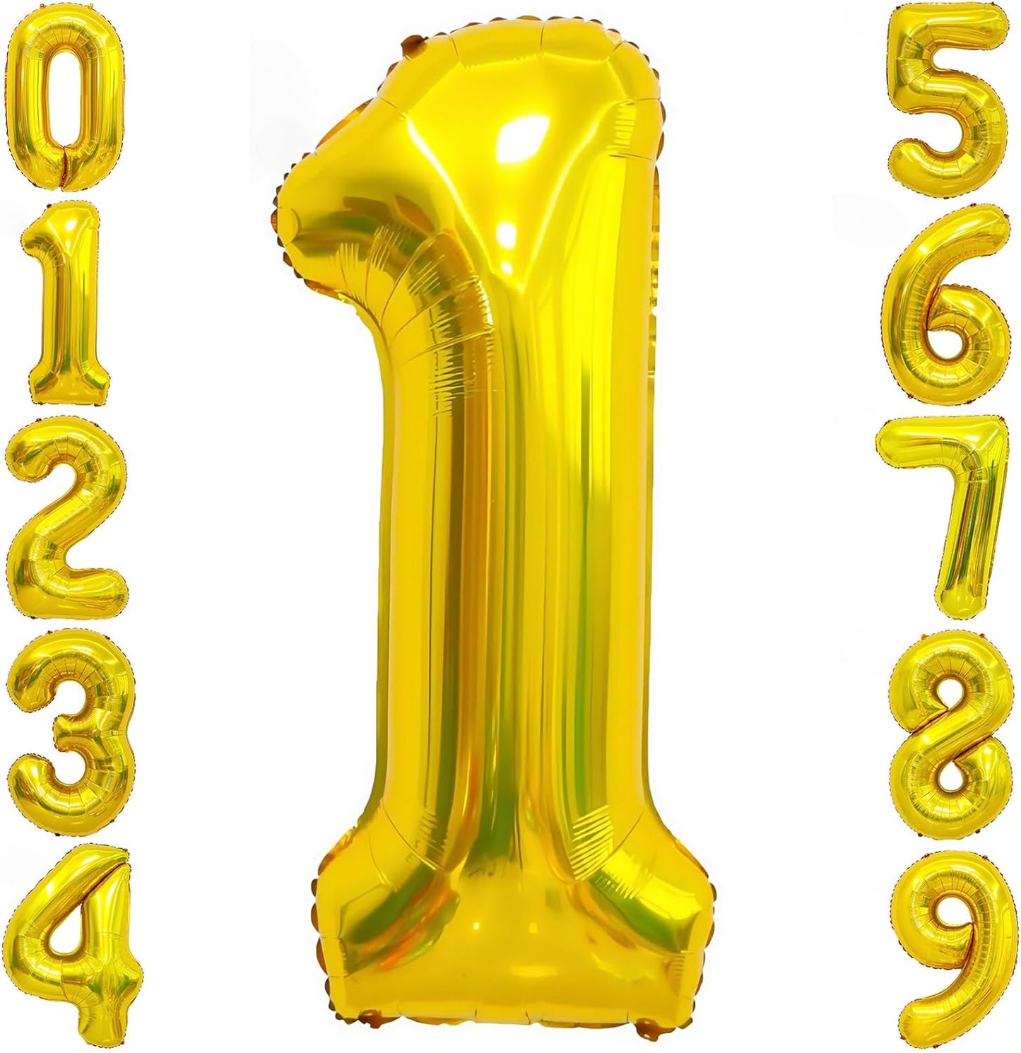 Gold 1 Balloon Number,40 Inch Number 1 Balloon Large Gold 1 Foil Mylar Helium Balloon for Birthday Party Decorations