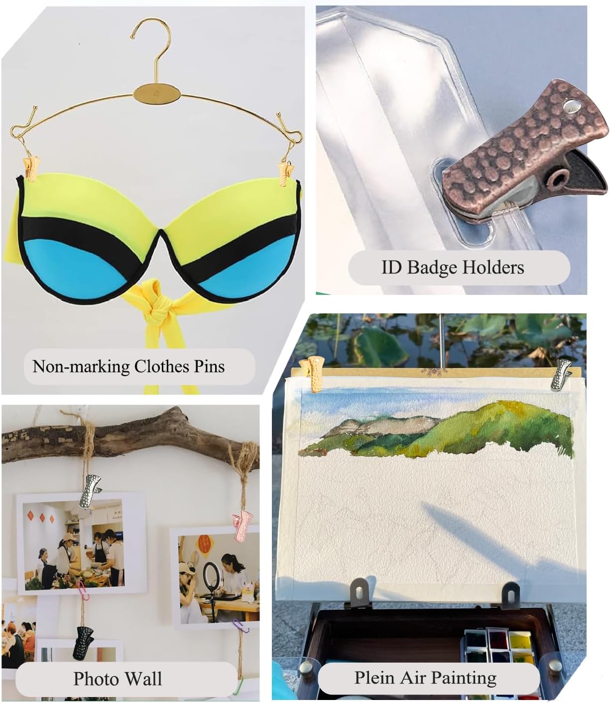 40-Pack Small Alligator Clips with Steel Core & Non-Slip Silicone| Multipurpose Clips for Delicates, DIY Crafts, Office & Home(Gold+Silver)