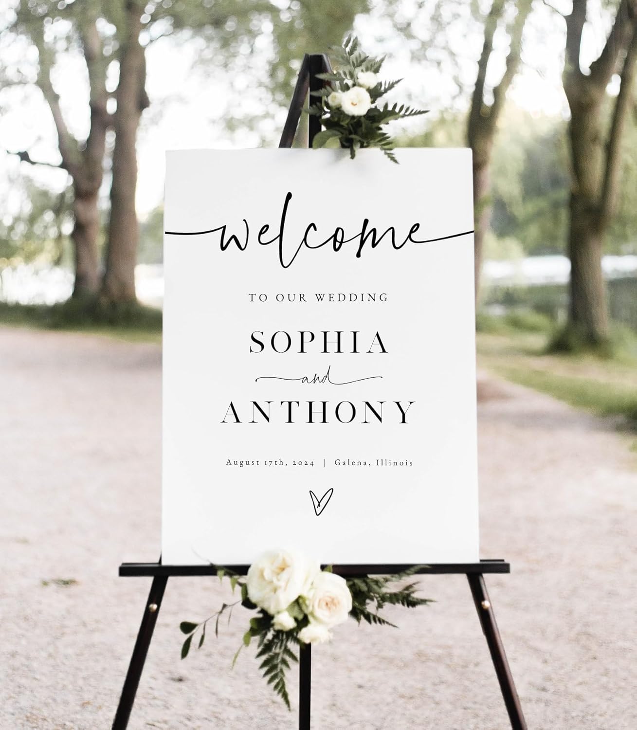 Welcome Wedding Sign Personalized, Minimalist Wedding Sign Decorations Signage 12" X 18" (Small), 27" (Medium), 36" (Large), Plastic, Modern, Pole Mount, Weather