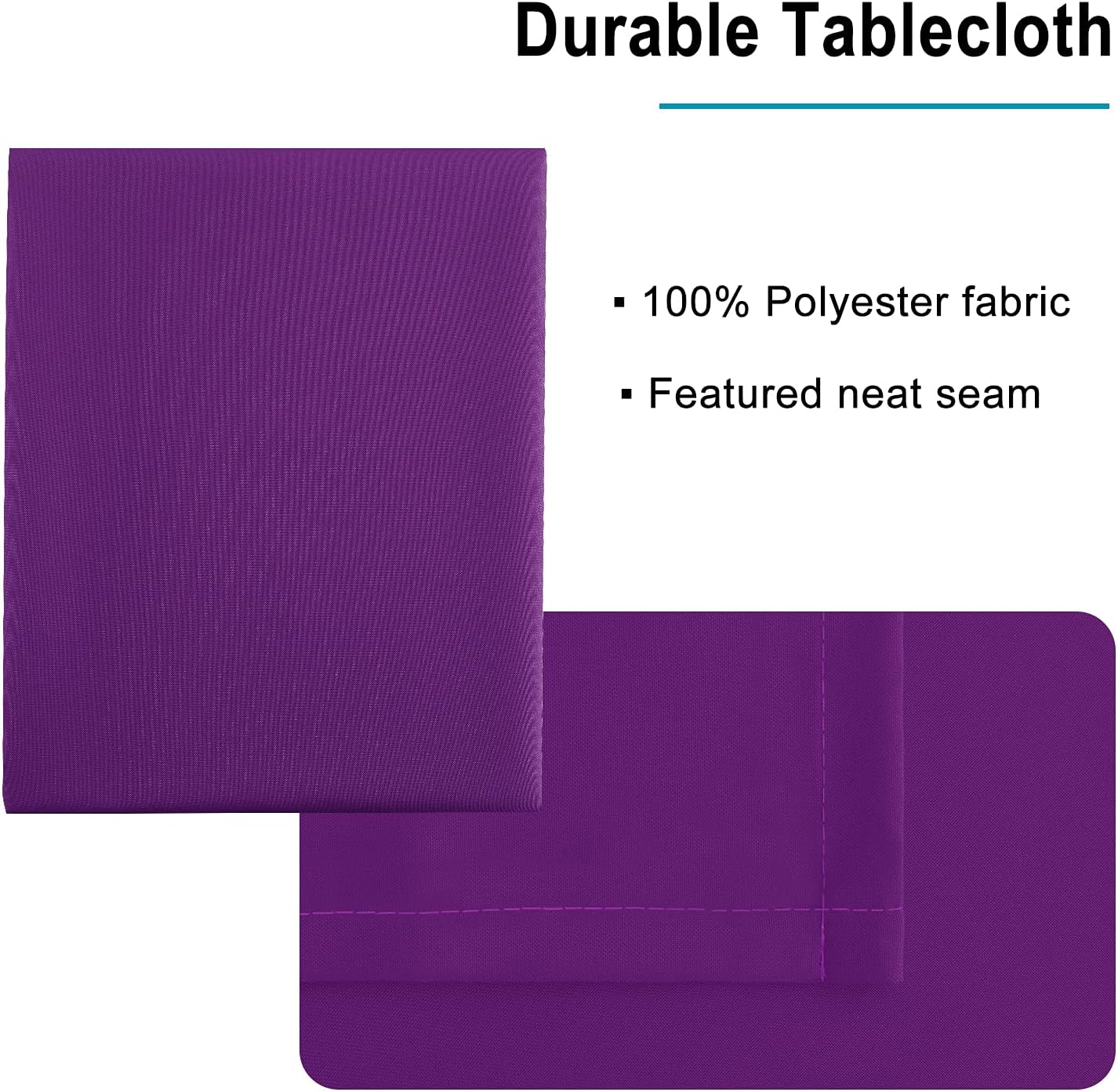 Hiasan Royal Purple Tablecloth for Rectangle Tables - Waterproof and Spillproof Washable Fabric Table Cloth for Dining Room Kitchen Party, 70 x 140 Inch