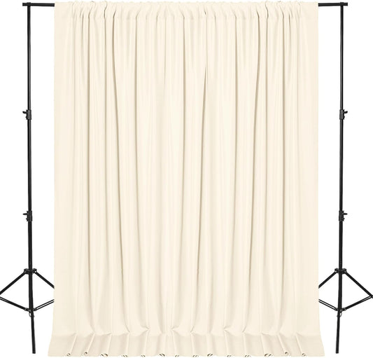 DWCN 10x10 FT Backdrop Curtains for Parties, Photography Backdrop Drapes with Rod Pockets for Wedding Decorations Stage Birthday Family Gatherings, 2 Panels 5ft x 10ft, Champagne