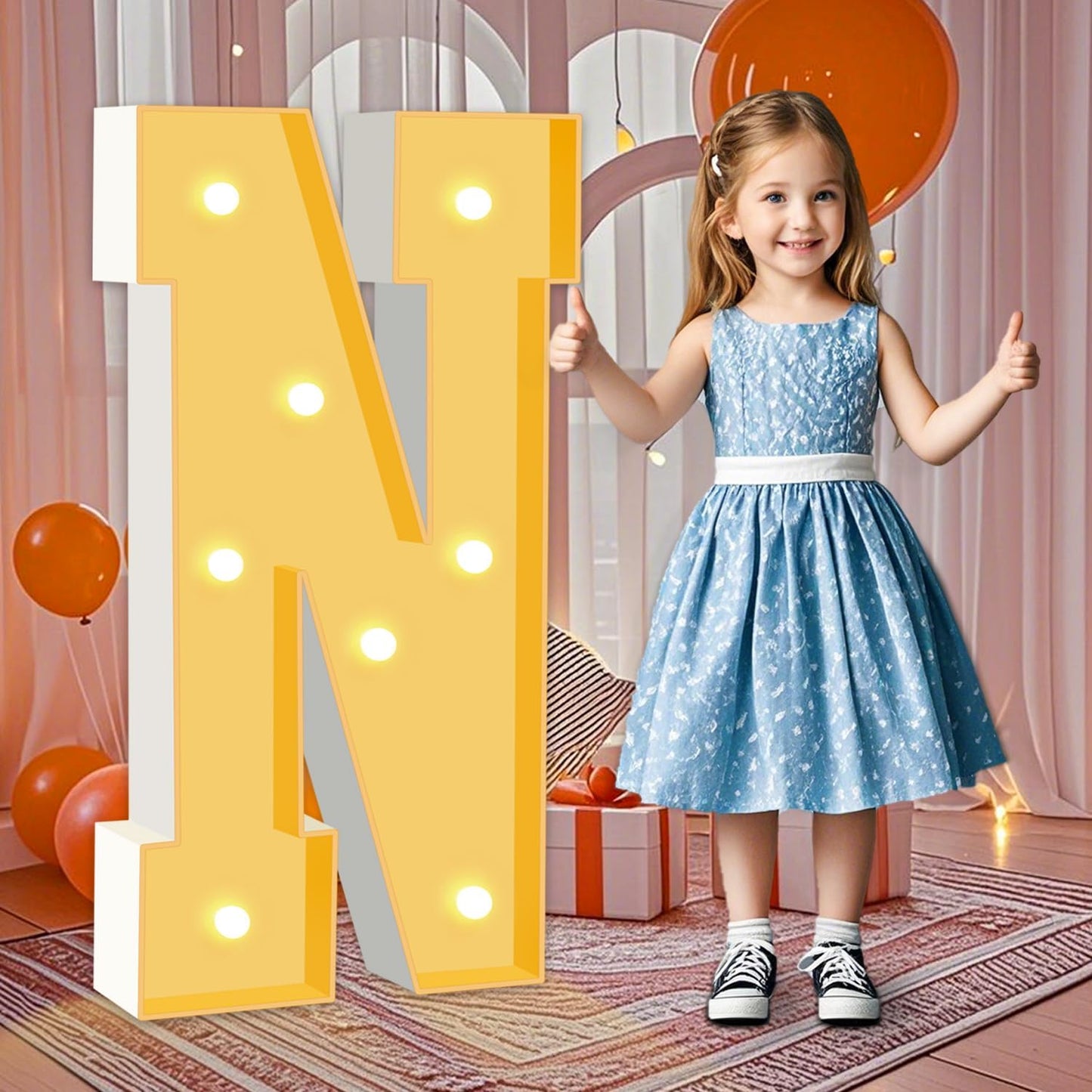 3FT Marquee Letter N, Block Marquee Light Up Letters for Birthday Baby Shower Party Backdrop Decor, Large Light Up Letters for Indoor & Outdoor Wedding Engagement Party Decorations