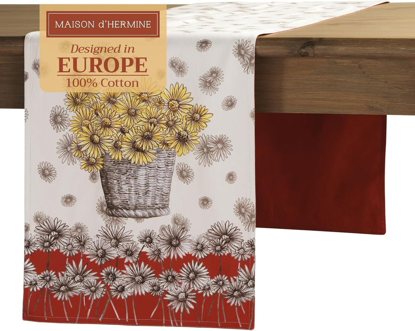 Maison d' Hermine Table Runner 100% Cotton Double Layer Table Runners 72 inches Long for Thanksgiving Christmas Decorations Home Kitchen Dining Party Wedding (Bagatelle, 14.5" x 72")