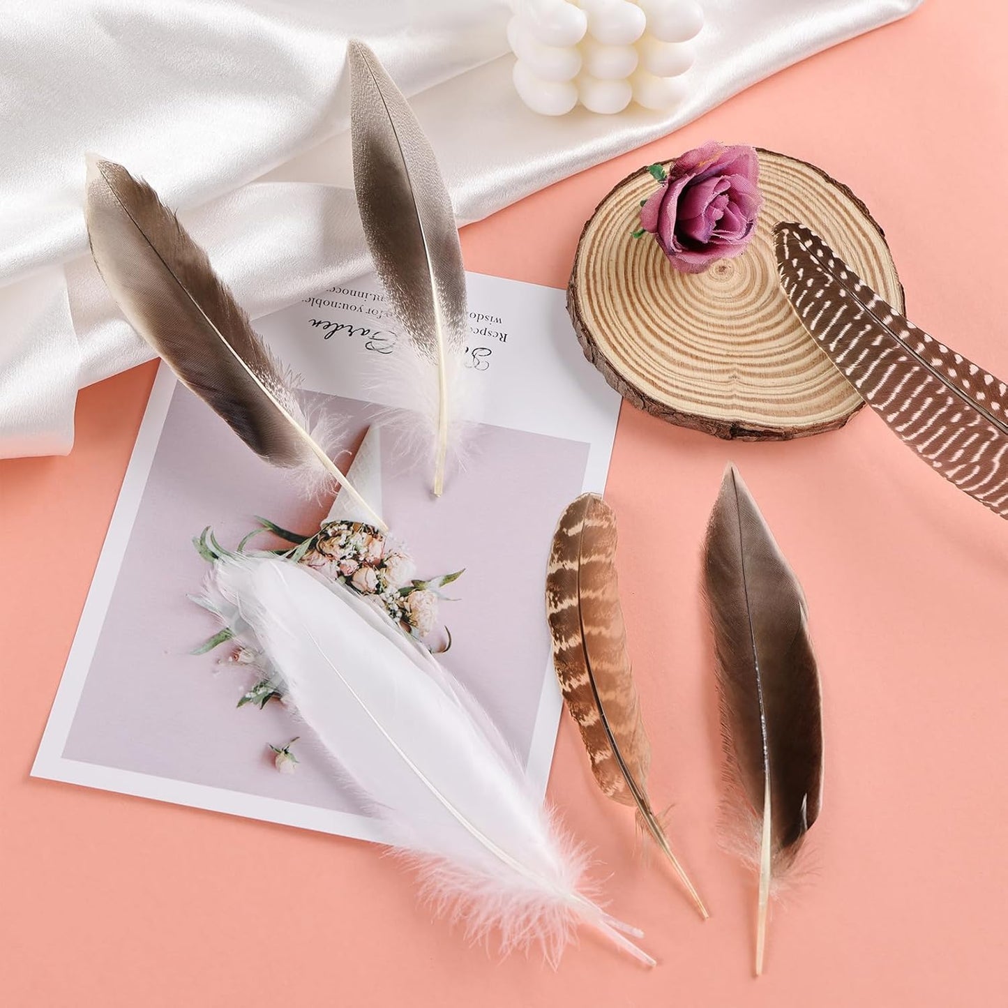 MAOFENG 20pcs Natural Pheasant Feathers Bulk 5 Styles Mixed Feathers Spotted Feathers for Craft DIY Wedding Home Hat Floral Arrangements Holiday Decorations