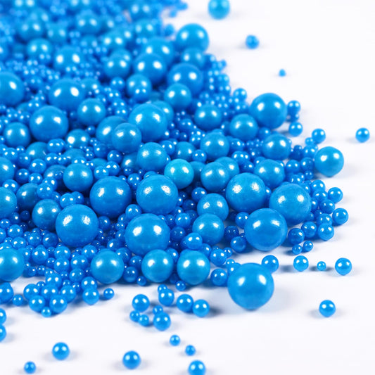 Edible Pearls for Cake Decorating, Blue Pearl Sprinkles, Blue Sprinkles for Cookies, Macaron, Cake, and Ice Cream Topping, Perfect for Independence Day, Holidays, Birthday and Baby Shower(120g/4.23oz)