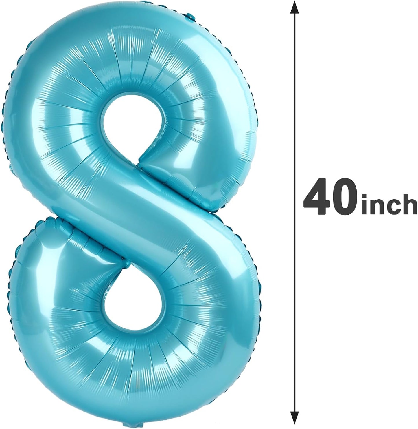 Pearl Blue 8 Number Balloon,Foil Number 8 Balloon 40 Inch, Helium Mylar Eight Number 8 18 28 38 48 58 80 88 Birthday Balloons, 8th Pearl Blue Women Men Wedding Anniversary, Graduations Party Supplies