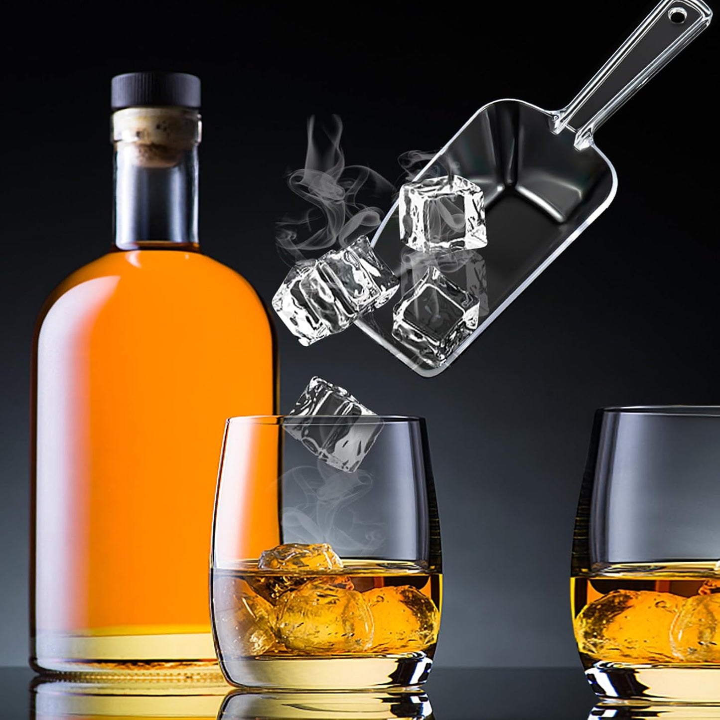 3 Pcs Clear Plastic Ice Scoop Set, Small Acrylic Serving Scoops For Candy Buffet, Canisters, Dry Goods Multi-Purpose Kitchen Food Scoop For Coffee, Tea, Flour, Wedding Desserts (7.8 Inch Long)