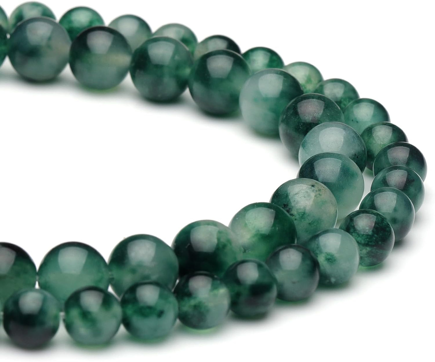 8mm Natural Stone Beads for Jewelry Making,Flower Jade Polished Smooth Round Gemstone Beads for Bracelet Necklace 15 Inch