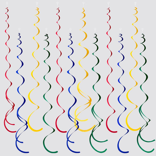 36 Pcs Super Mario Hanging Swirl Decorations Colorful Felt Swirl Streamer Spiral Ceiling Decorations Garland for Birthday Baby Shower Wedding Carnival Circus Clown Fiesta Festival Party Supplies