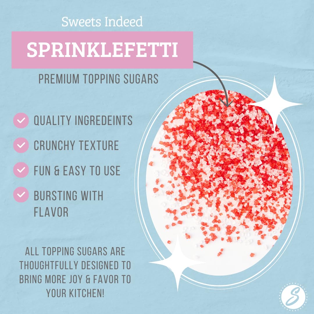 Sweets Indeed Peppermint Sugar Topping – 5.11 oz Holiday Candy Cane Finish | Festive Peppermint Sugar for Cakes, Cookies, Hot Cocoa & Christmas Desserts