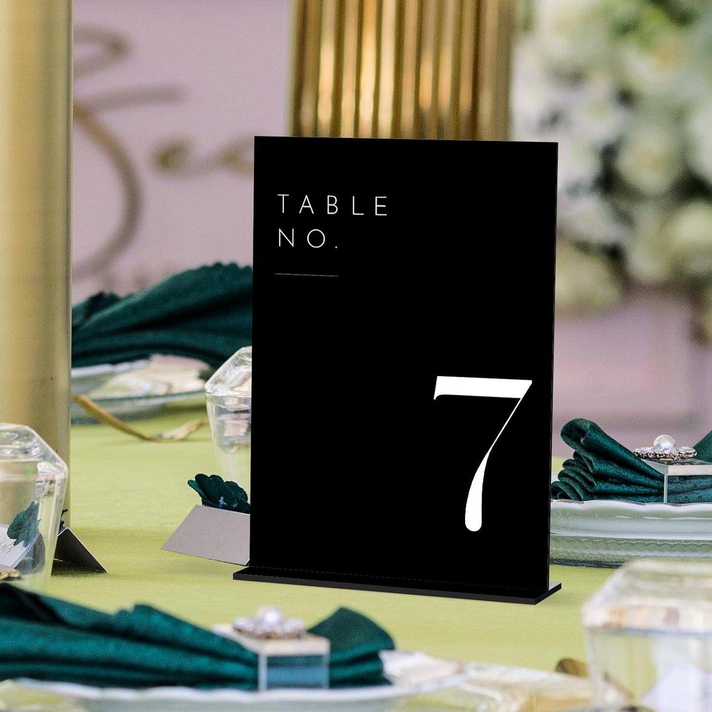 JINMURY Black Wedding Table Numbers 1-10 with Stands, 5"x7" Black Acrylic Table Numbers with White Font, Perfect for Wedding Party Reception(1-10, 5"x7")