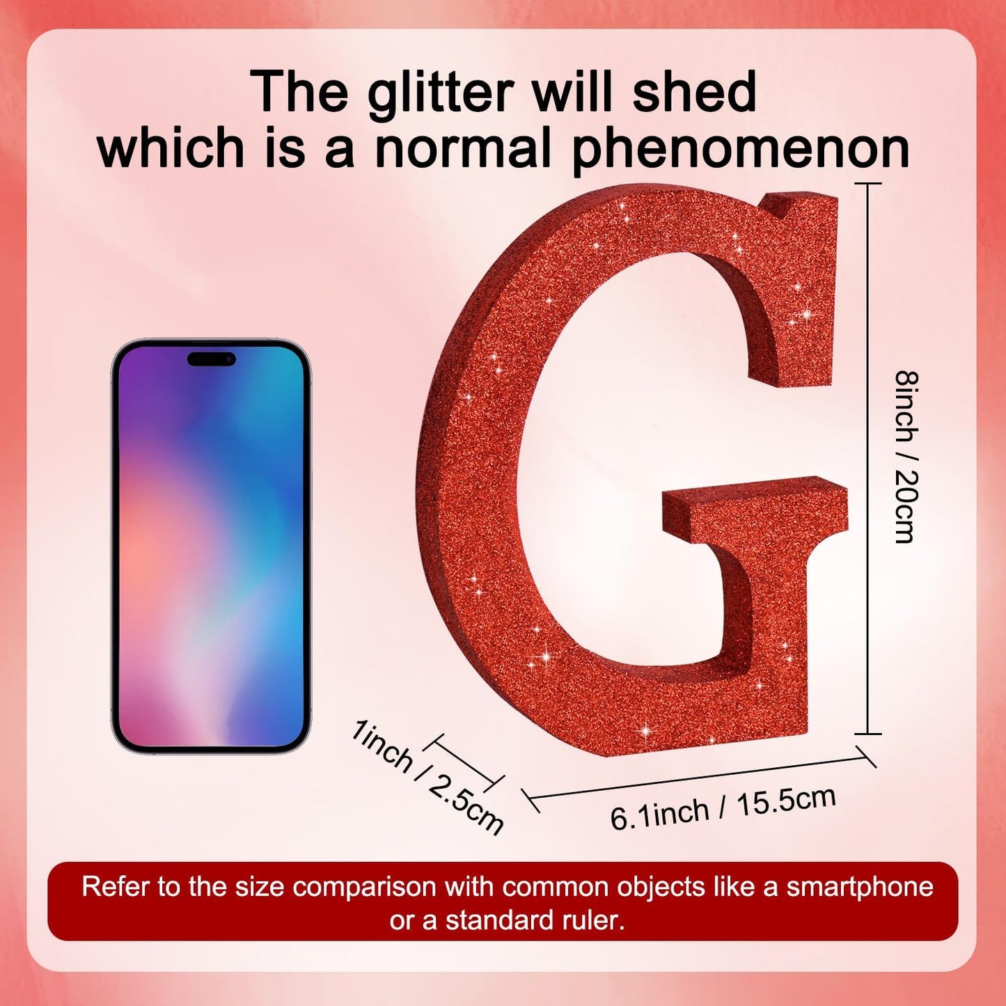 TONIFUL 8 Inch Red Glitter Letter G Table Centerpiece A-Z Red Birthday Party Decorations,Red Alphabet G for Birthday,Chrismas,Graduation,Bridal Shower,Wedding,Anniversary Party Supplies