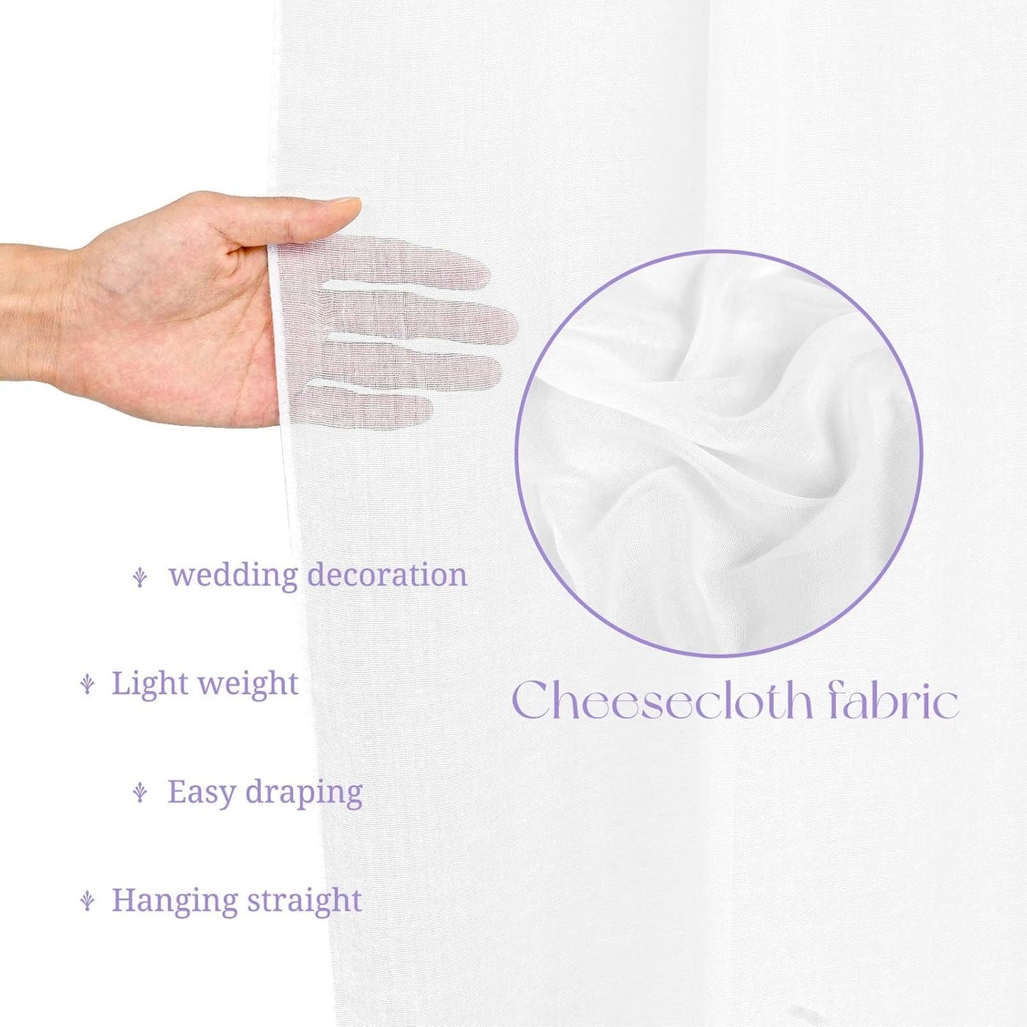 6 Panels White Ceiling Drapes for Wedding, 5ftx40ft Ceiling Drapes Cheesecloth Sheer Fabric Curtain Wedding Arch Draping Fabric Romantic Ceiling Decorations for Wedding Party Ceremony Stage