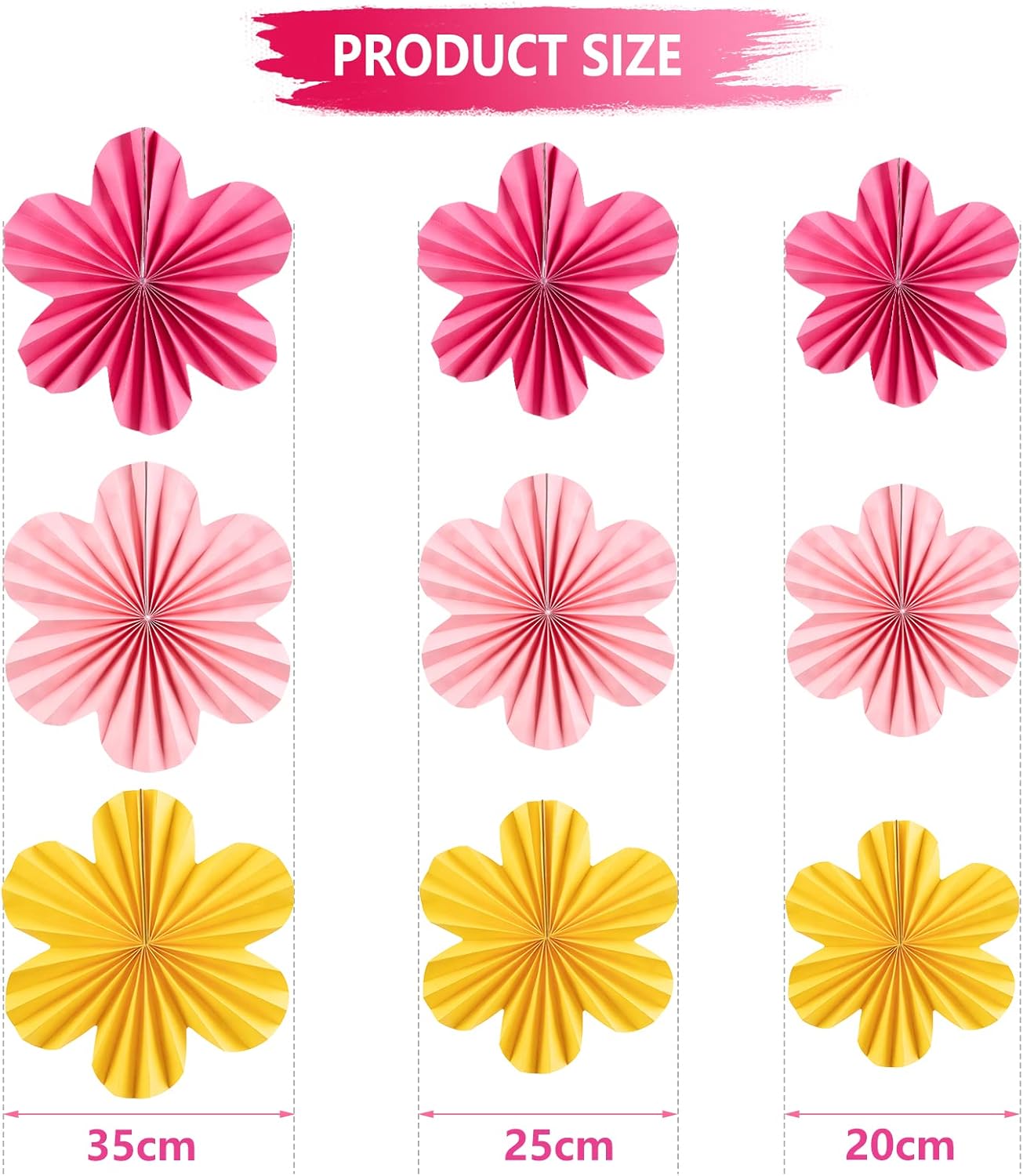 SUNBEAUTY 9 PCS Paper Flowers Decorations for Wall Paper Fans Classroom Decoration Paper Floral Backdrop Decor Paper Fans Decoration