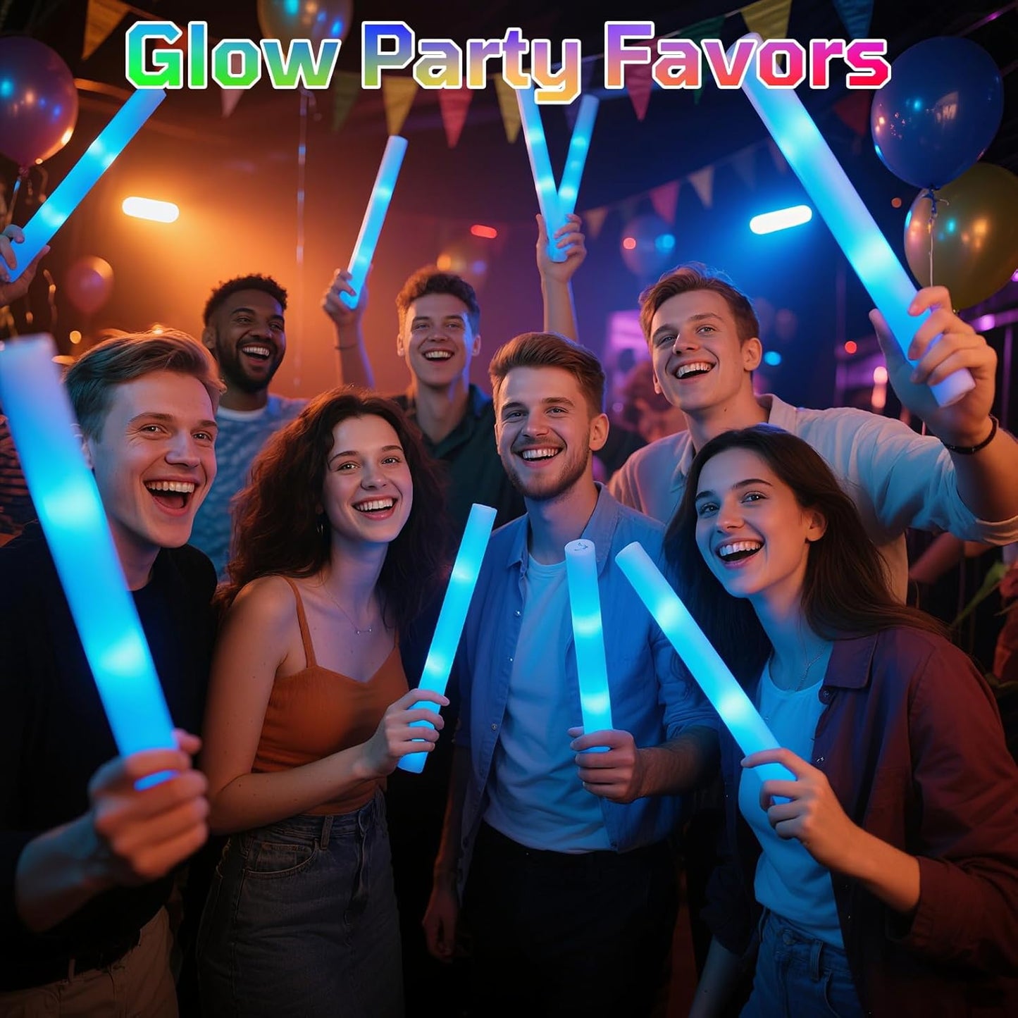 Foam Glow Sticks Bulk, 30 PCS Blue Light Up Foam Sticks 3 Modes, Glow Party Supplies for Wedding,Raves, Carnival, Concert, 4th of July, Halloween, Christmas, New Year