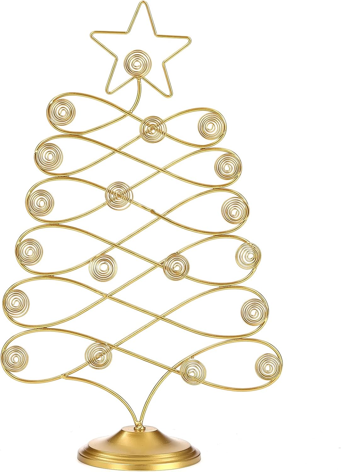 Christmas Tree Card Holder Tabletop, 18 Inch Gold Tree Holiday Card Display Stand, Metal Decorative Cards and Photo Holder Rack, Christmas Display Tree Stand Holds up to 19 Place and Gift Cards