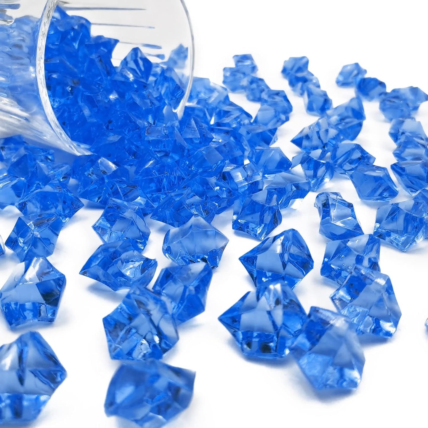 Fake Crushed Ice Cubes, Vase Fillers, 150 pcs 16 * 22mm Artificial Acrylic Crystal Rocks Diamonds for Vase Fillers,Table Scatter, Party Favor, Wedding Decoration(0.86 * 0.62inch,Darkblue)