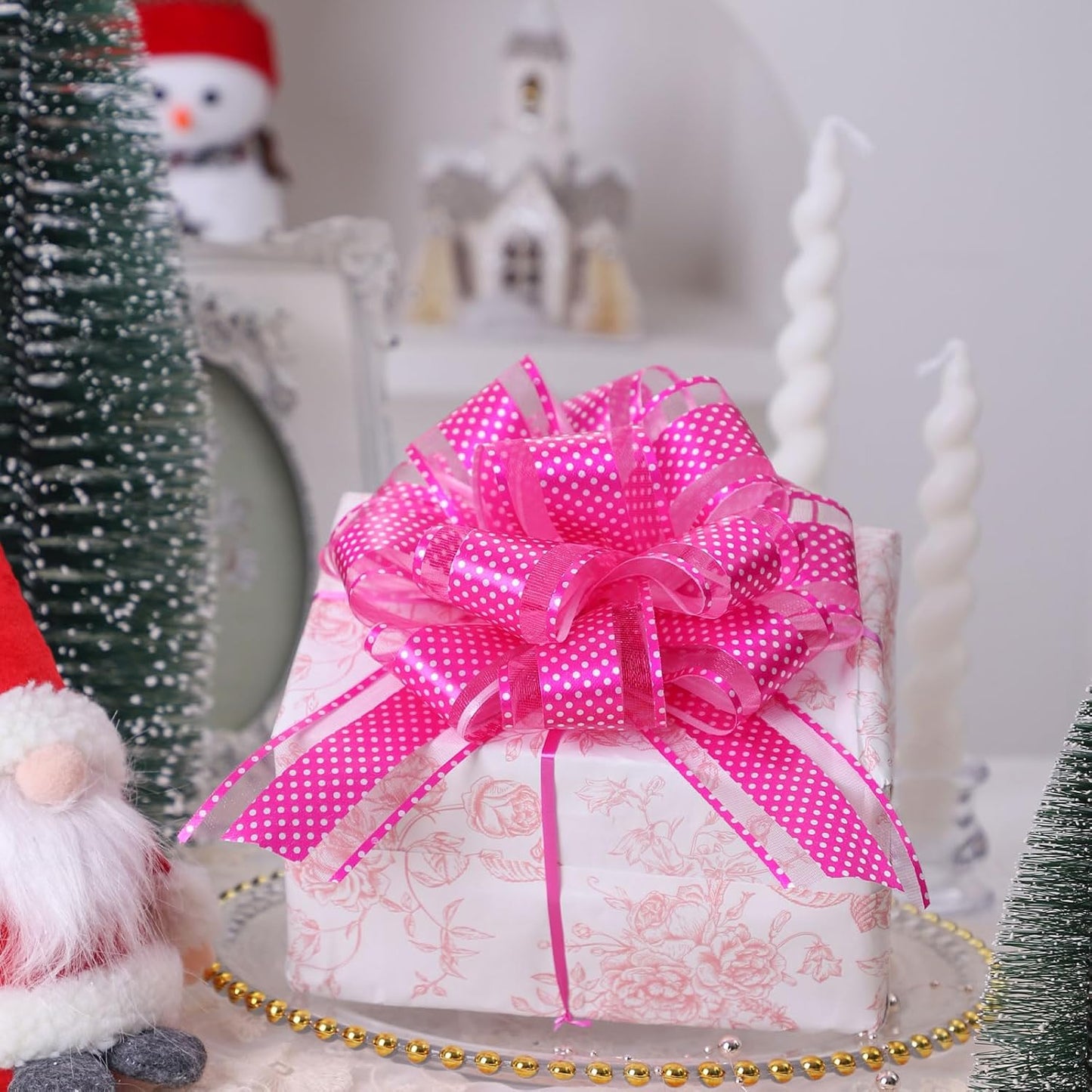 12Pcs Wave Point Gift Wrap Pull Bows, Large 6 Inch Assorted Gift Pull Bows, for Presents,Christmas Party Birthday Gift for Wrapping Boxes,Valentine's Day Gift Decorations