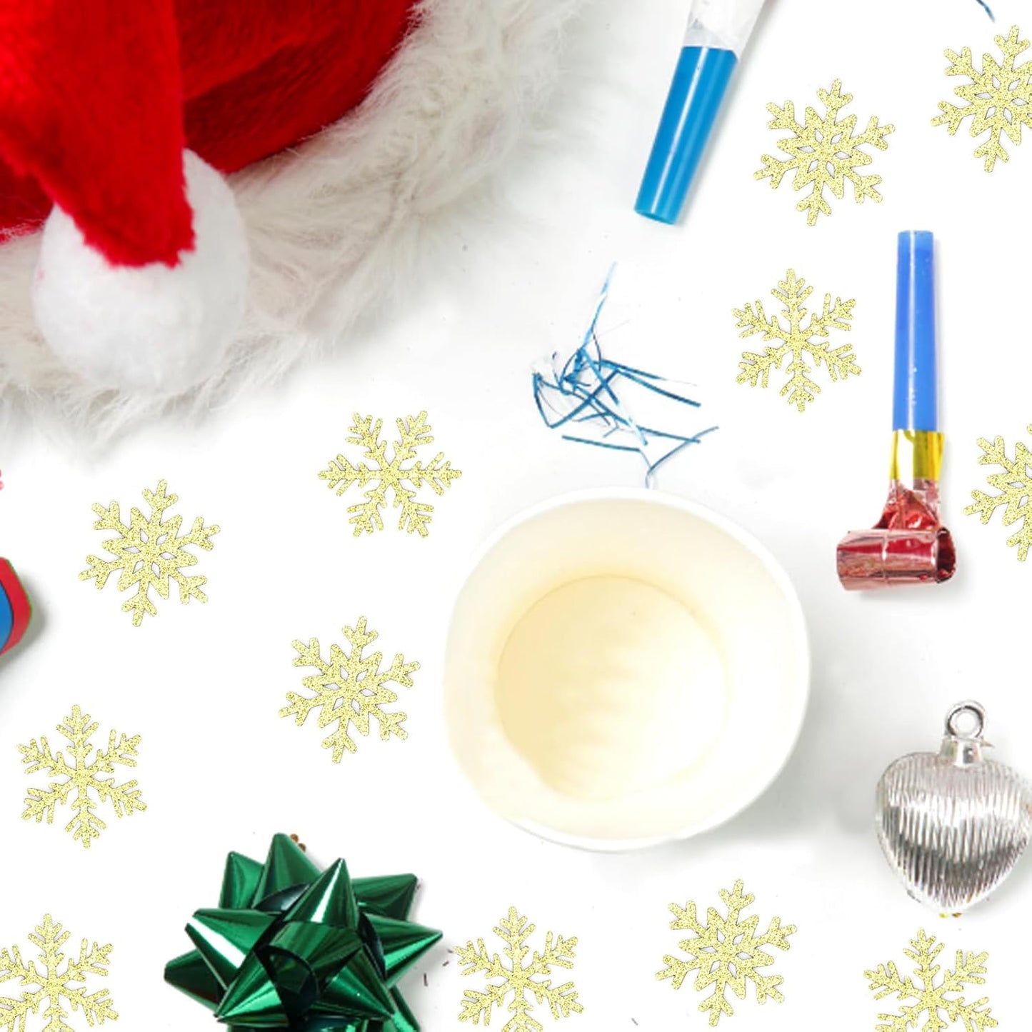 200PC Snowflake Party Decorations Gold Glitter Christmas Confetti Paper Snowflakes Table Confetti For Winter Holiday Birthday Baby Shower Party Decor