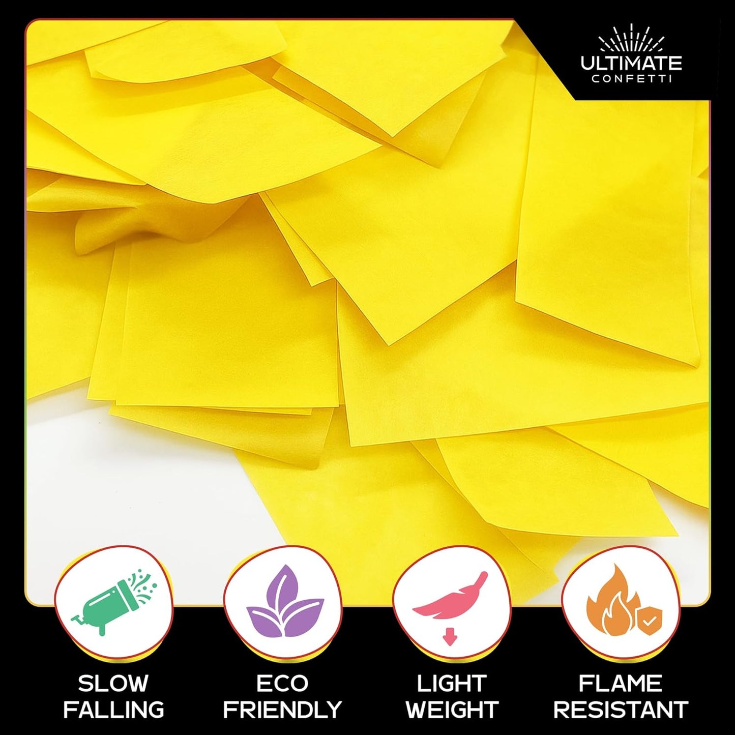 Yellow Biodegradable Confetti - Rectangular Fluttering Tissue Paper Confetti for Cannon and Launcher use – Best for Gender Reveal, Parties, Concerts and Weddings - 20 lb, 320 oz