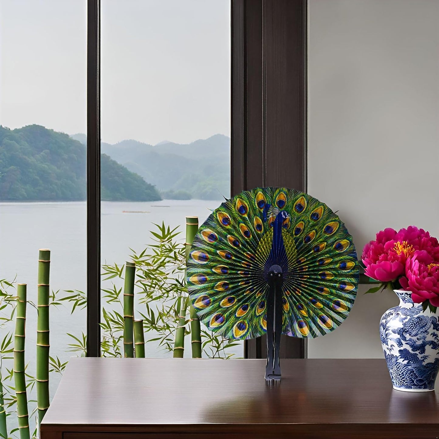 10 Pcs 10" Safari Print Peacock Fans Decorations Animal Folding Paper Hand Fans Bulk for Gifts,Weddings Festival,Birthday,Summer,Party Favors,School Cultural Shows