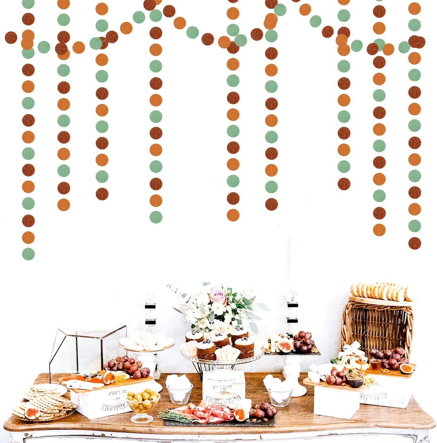 Boho Sage-Green Brown Party-Decorations Streamers-Garland - 52ft Fall Woodland Safari Baby Shower Hanging Paper Banner,Rustic Wedding Birthday Garden Neutral Jungle Halloween ThanksgivingDecor Hugfond