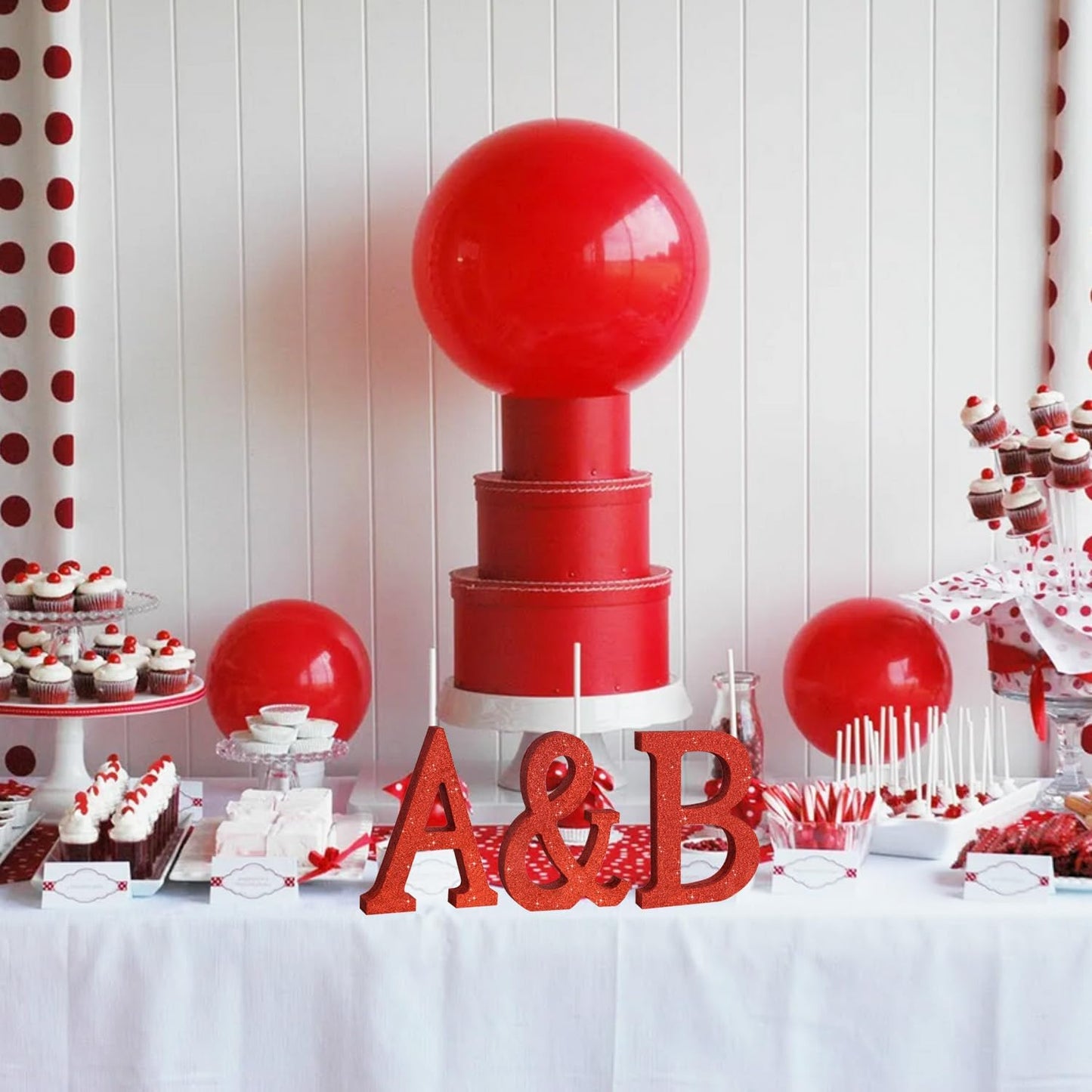 TONIFUL 8 Inch Red Glitter Letter A Table Centerpiece A-Z Red Birthday Party Decorations,Red Alphabet A for Birthday,Chrismas,Graduation,Bridal Shower,Wedding,Anniversary Party Supplies