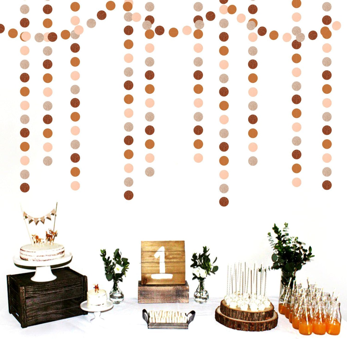 Boho Brown Rose-Gold Party-Decorations Streamers-Garland - 52ft Fall Birthday Hanging Paper Banner,Autumn Baby Bridal Showe Neutral Burgundy Wedding Bachelorette Decor Hugfond