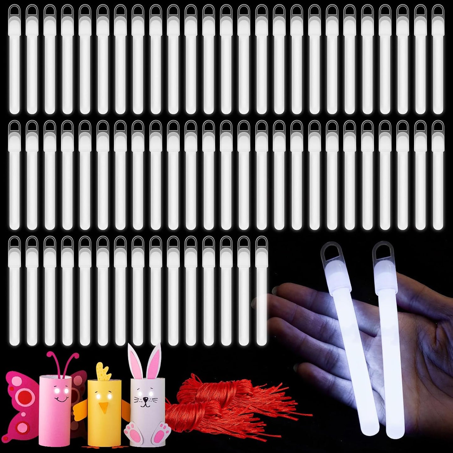 Lewtemi 4" or 6" 100 Pack Bright Glow Sticks Bulk, Glow in The Dark Party Supplies Birthday and Holidays Party Favors
