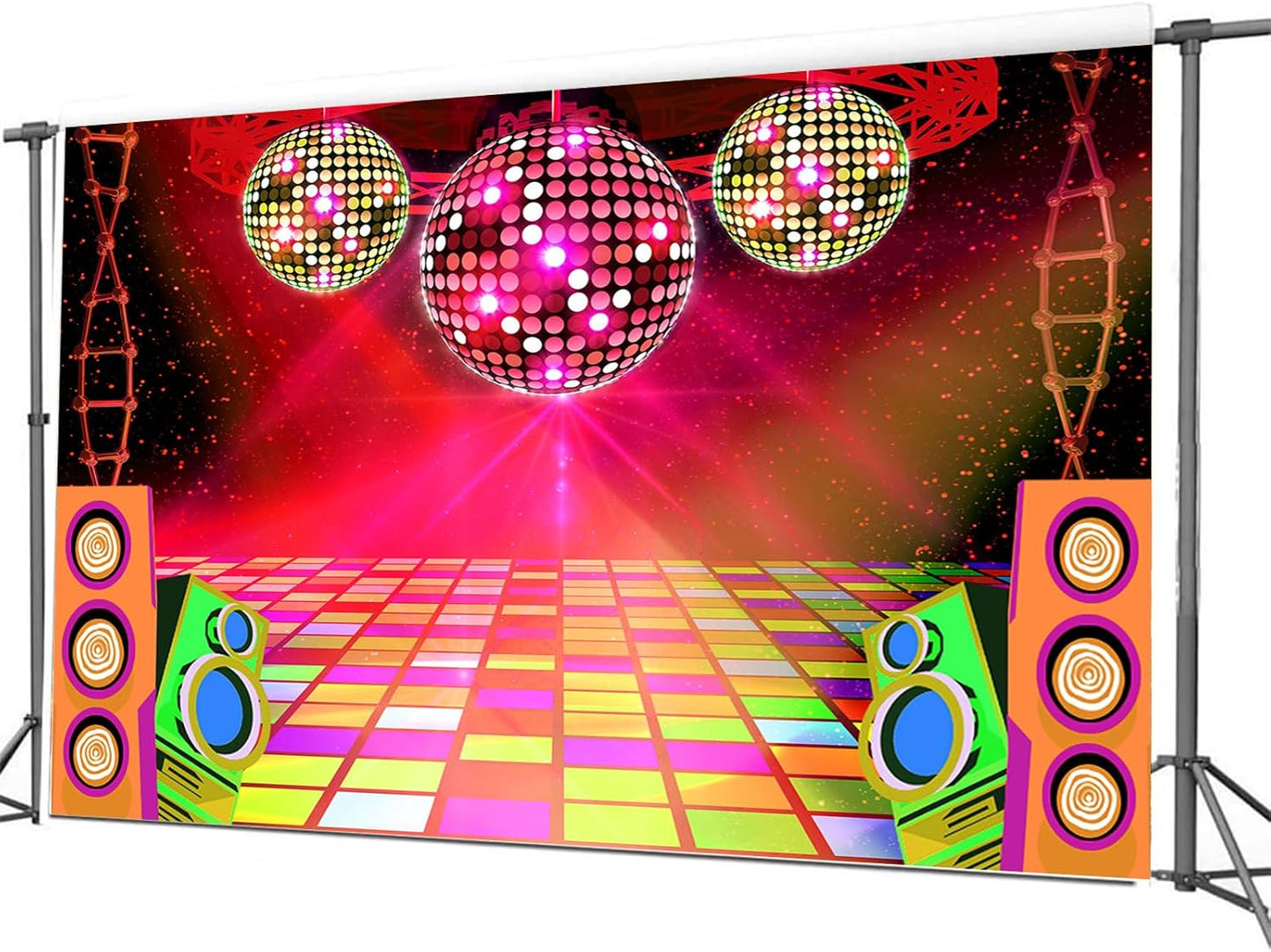 20X10ft Dance Party Backdrop Retro 70s 80s 90s Theme Glitter Stage Dance Ball Background Disco Party Decoration DJ Backdrop Banner for Birthday Party Prom Portrait Photo Shoot Polyester, Green