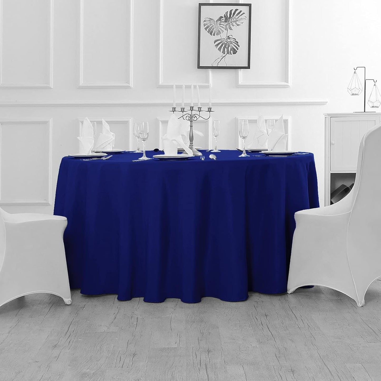 Fokitut 2 Pack Waterproof Round Tablecloth, 70 Inch, Stain Resistant and Wrinkle Polyester Table Cloth, Fabric Table Cover for Kitchen Dining, Wedding, Party, Holiday Dinner-Royal Blue