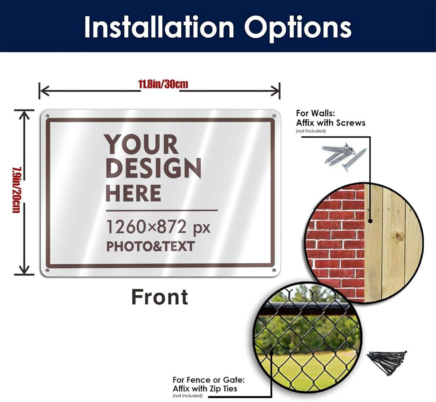 Custom Outdoor Metal Sign - Personalized Aluminum Signs for Office, Home, Business, Decor, Custom Road Signs, Rust-Proof, Brown Text Box, 12x8 Inches