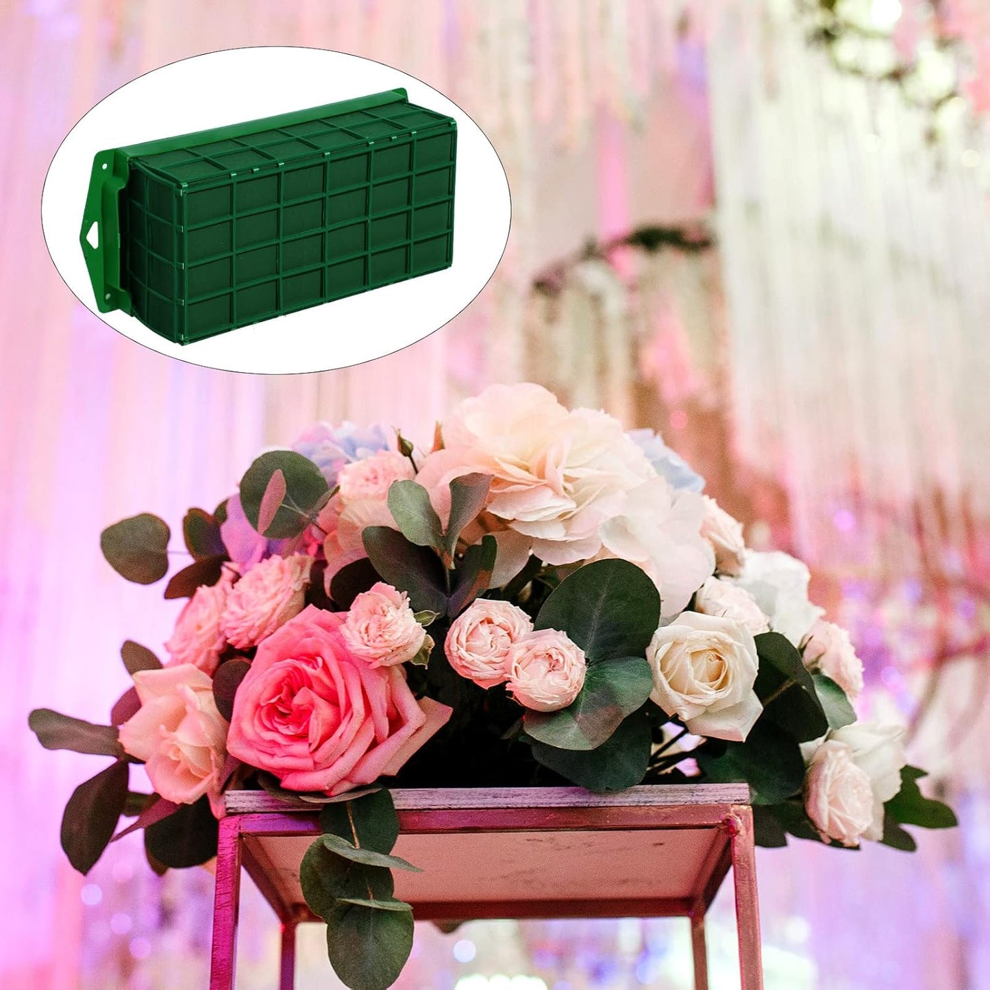 Boao 24 Pieces Floral Foam Cage Holder with Floral Foam for Fresh Flowers Cage Bowl for Table Centerpiece Flower Arrangement, Rectangle, 11.8 x 4.7 x 3.1 Inch