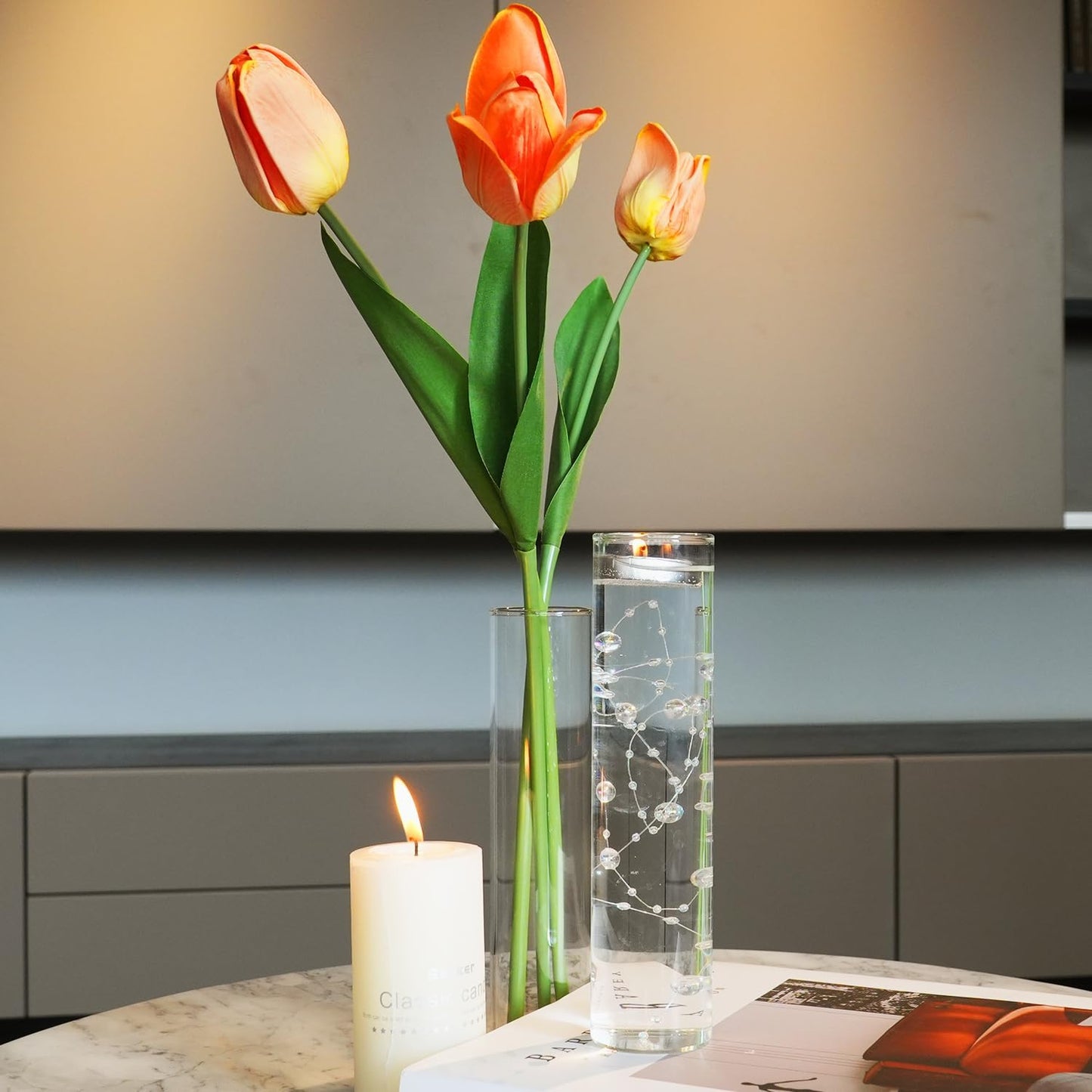 Glass Vase 18pcs Glass Cylinder Vases for Centerpieces Small Flower Clear Vases Home Decor Centerpiece Table Flower Vase Decorations for Office Beautification＆Holiday 7.5 Inch Tall