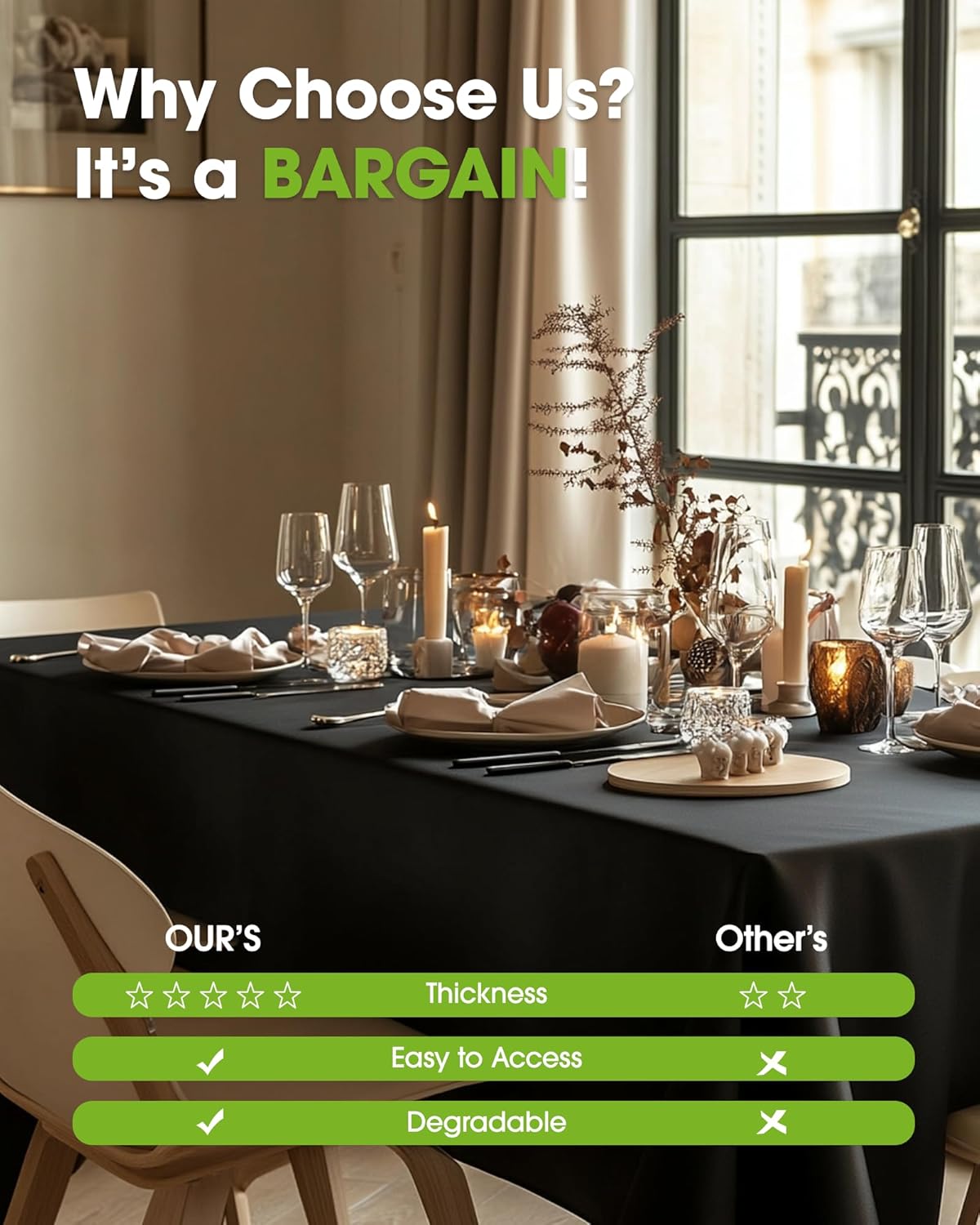 Pureegg Plastic Table Cloth Disposable 10 Pack, 54 x 108 Inch Table Cloths, Halloween Party Decorations, Summerween Decor, Halloween Tablecloths, Rectangle, Plastic Cover, Leakproof & Sturdy, Black