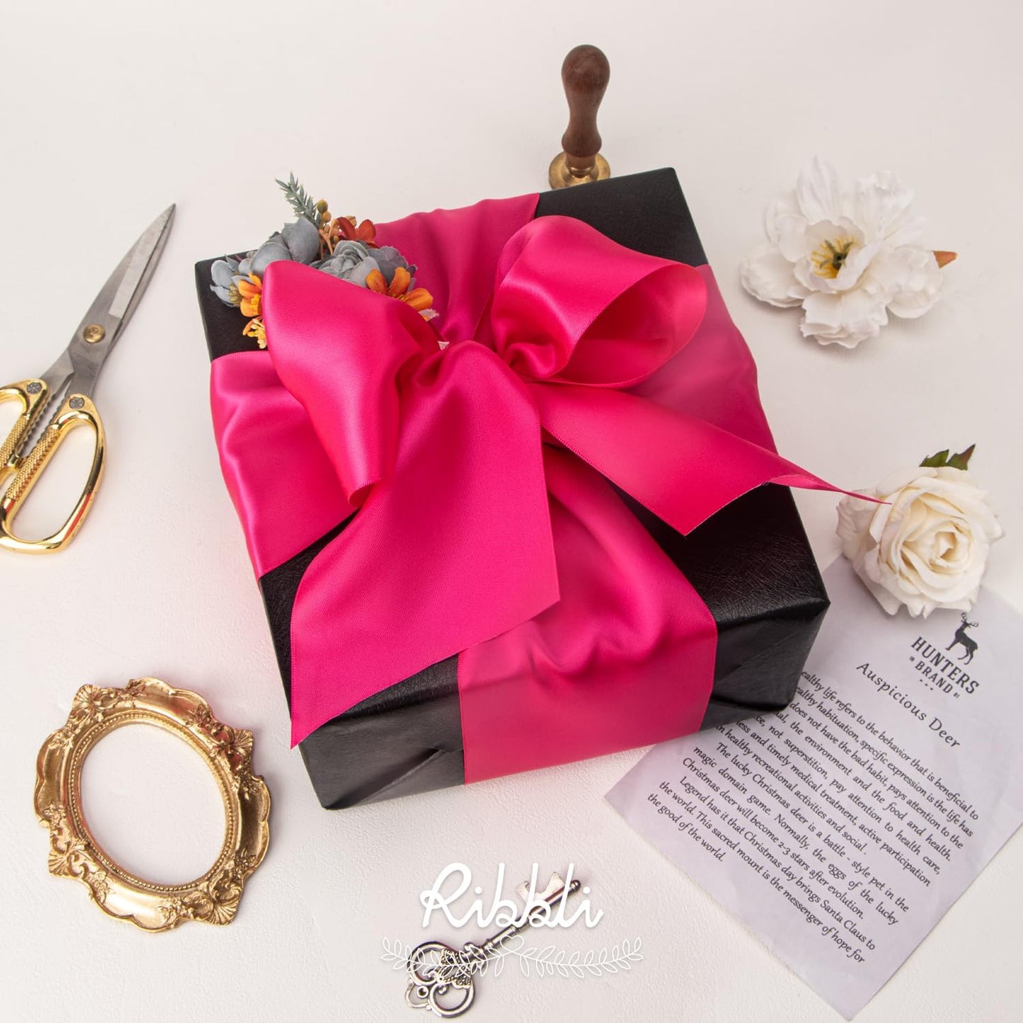 Ribbli Fuchsia Satin Ribbon 4 Inch Wide Shocking Pink Ribbon for Wedding Chair Sash Grand Opening Ceremony Big Bows Gift Wrapping Floral Crafts Cake Decor-Double Faced Satin Continuous 10 Yards