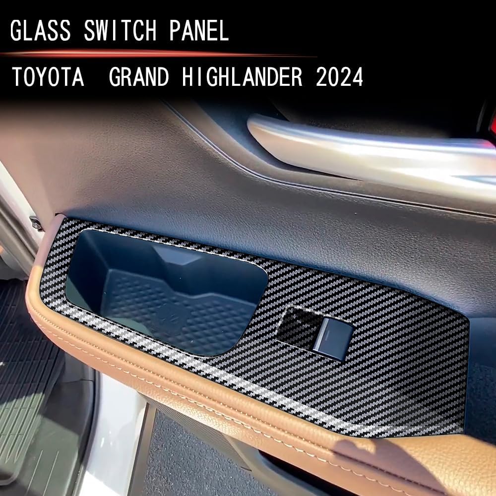 4pcs Carbon Fiber Style Front Rear Doors Window Glass Lift Switch Panel Cover Decorative Sticker Protection Car Interior Accessories for 2024-2025 Toyota Grand Highlander KT18