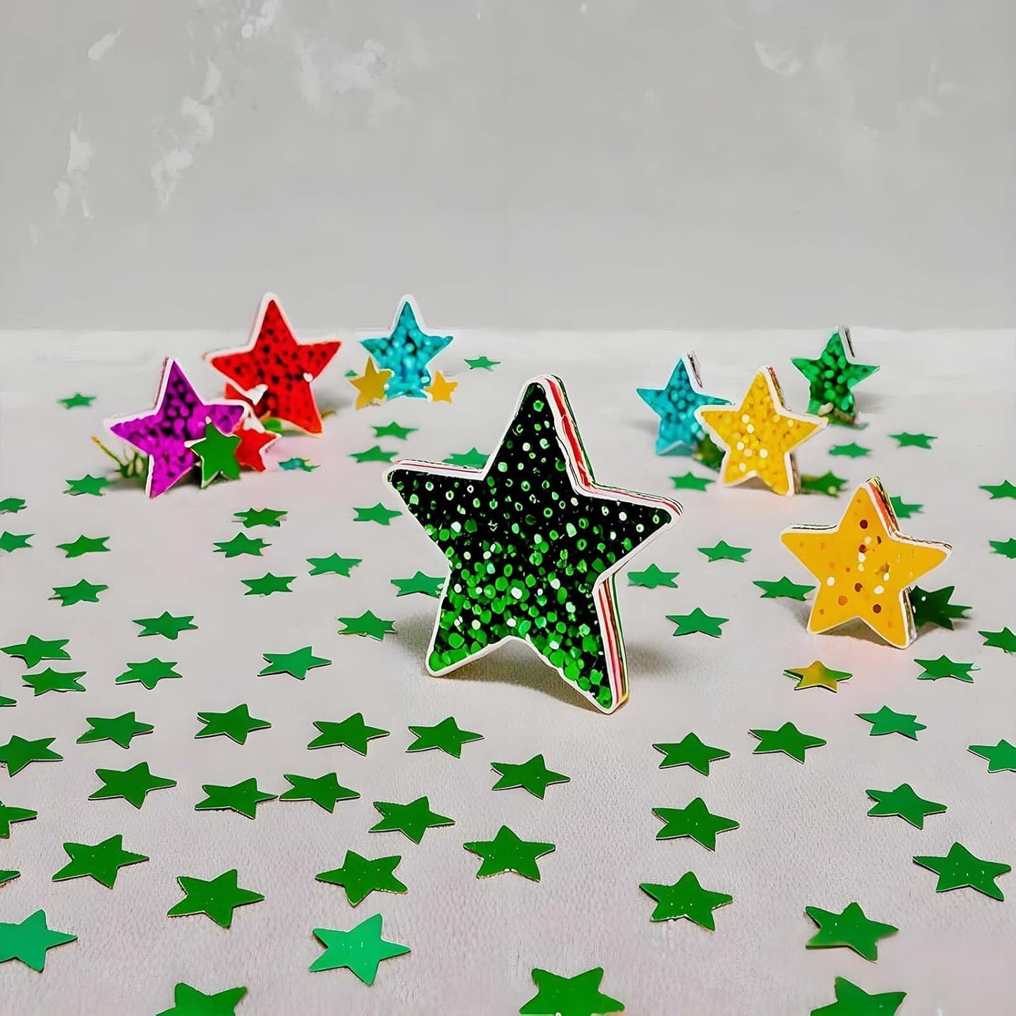 Green Star Confetti - 60g (2.11OZ) Glitter Stars Table Confetti for St. Patrick’s Day, Spring Weddings, Biodegradable Leaf Green Shimmer Décor for Crafts, Tables, Photo Backdrops