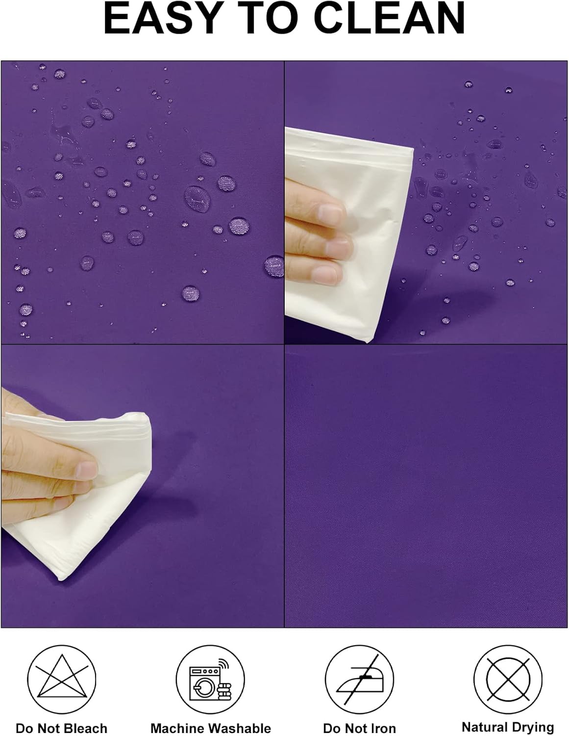 Fokitut 2 Pack Waterproof Round Tablecloth, 132 Inch, Stain Resistant and Wrinkle Polyester Table Cloth, Fabric Table Cover for Kitchen Dining, Wedding, Party, Holiday Dinner-Purple