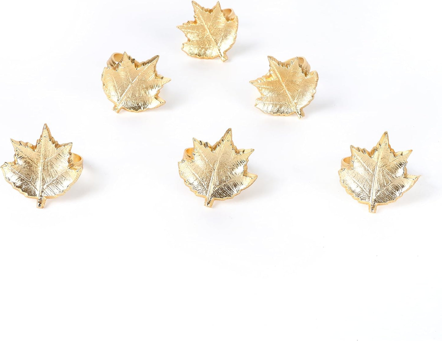 Set of 12 Gold Maple Leaf Napkin Rings - 2 Inch Lightweight Metal Napkin Holders, Elegant Table Décor for Wedding, Holiday, Thanksgiving, Christmas & Special Occasions - ALPHA Living HOME