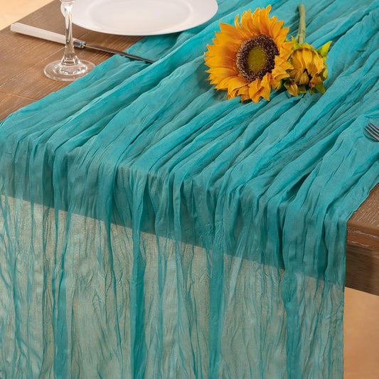 Teal Green Cheesecloth Table Runner Fall Table Runner Boho Gauze 120 Inches Turquoise Cheese Cloth Fall Table Decorations for Thanksgiving Wedding Bridal Baby Shower Tea Party Decor