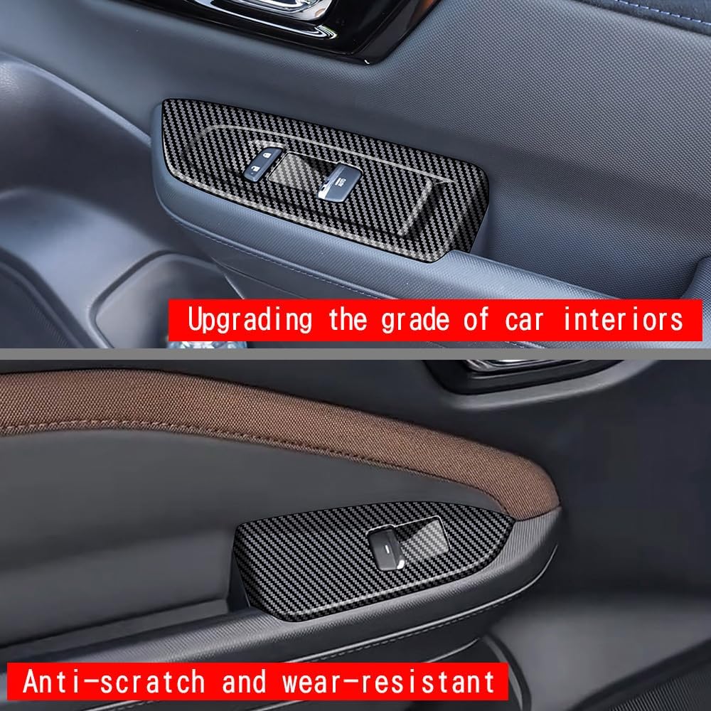 4pcs Carbon Fiber Style Front Rear Doors Window Glass Lift Switch Panel Cover Decorative Sticker Protection Car Interior Accessories for 2025 Subaru Forester KT17