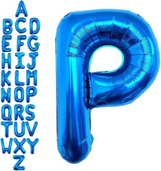 40 Inch Blue Letter P Balloons, DIY Phrase Foil Alphabet Letter P Balloons DIY Word P Banner for Birthday Anniversary Celebration Graduation Party Supplies Decoration