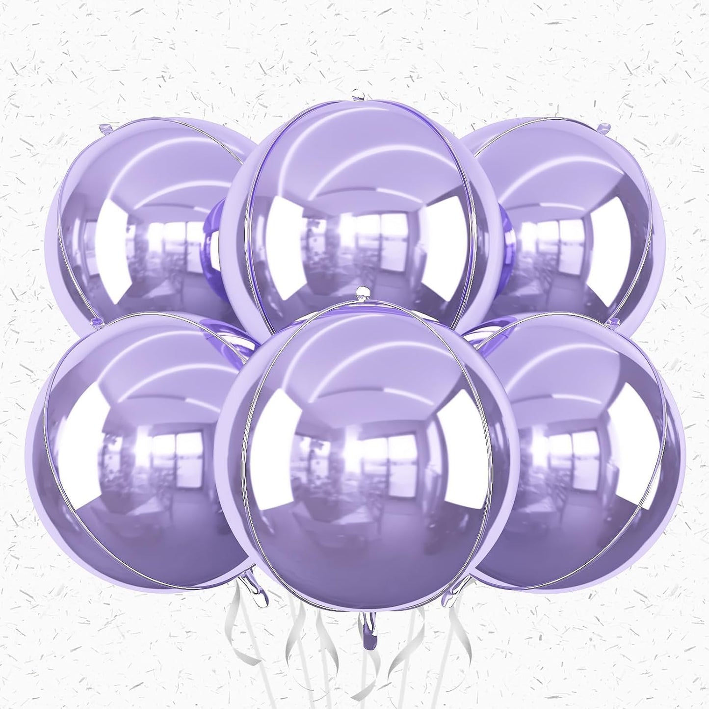 6Pcs Purple Round Foil Balloons,Giant 4D Round Ball Balloon,22 Inch Metallic Purple Balloons for Birthday Wedding Prom Party Decorations