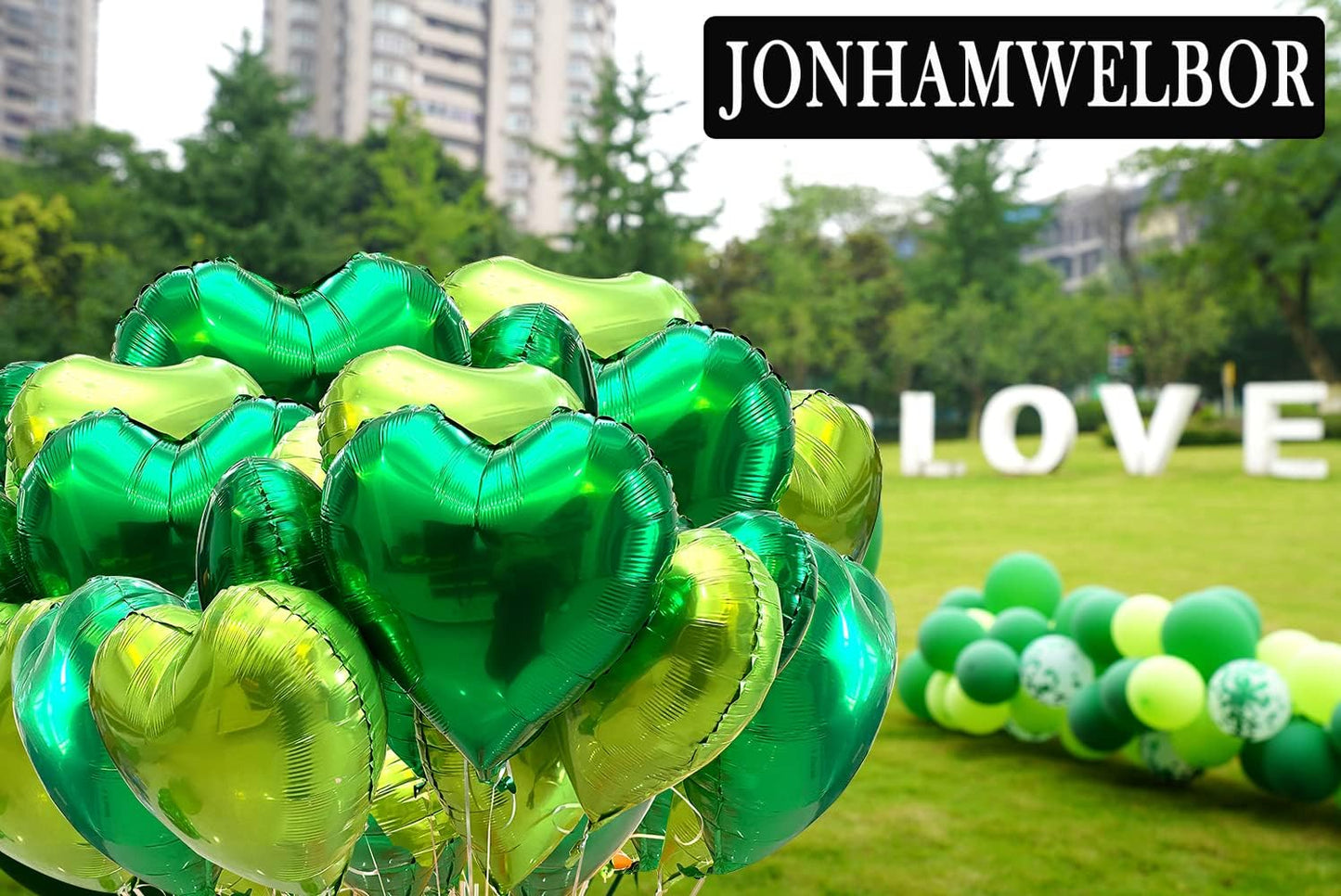 Jonhamwelbor 20Pcs 18 inch Lime Green Foil Mylar Heart Shape Balloons Decorations Valentines Birthday Wedding Baby Shower Party (Lime Green)