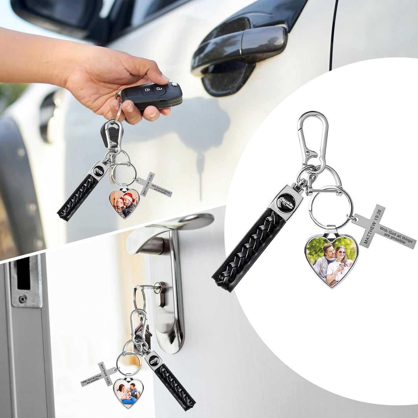 Double Side Custom Keychain with Picture Personalized Engraving Photo Text Customized Gifts for Men Women