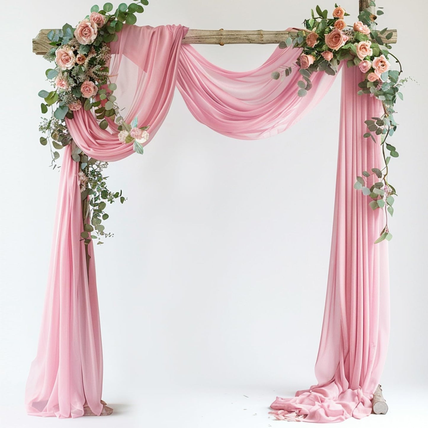 Wedding Arch Draping Fabric 1 Panel 28.7" x 20FT Blush Pink Sheer Chiffon Backdrop Drapes for Wedding Ceremony Birthday Party Bridal Shower Outdoor Decoration