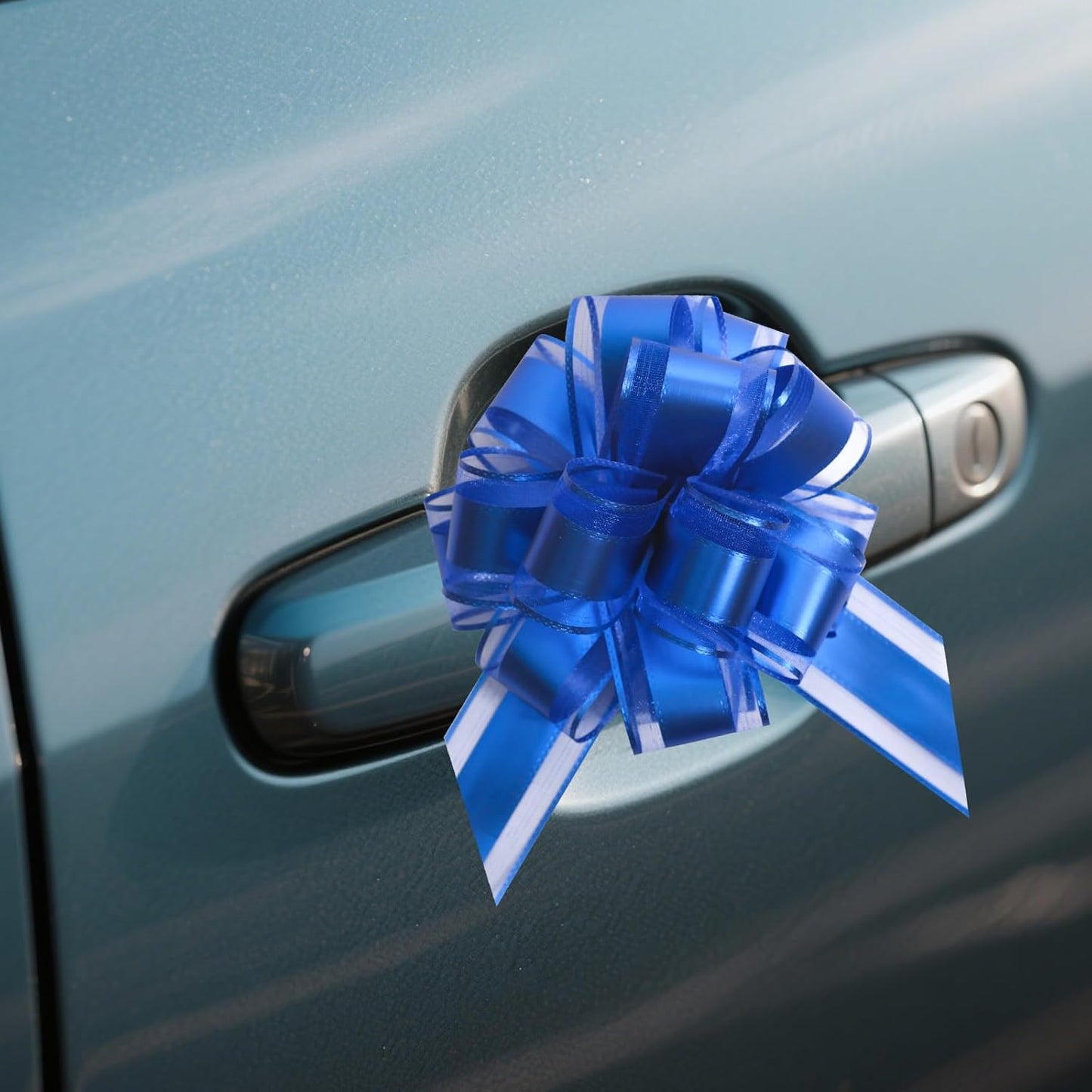 6 Pcs 6 Inch Blue Pull Bows, Perfect for Gift Wrapping, Weddings, Party Decorations, Crafts Easy-to-Use Pull Bows for Gifts and Events